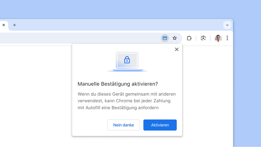Manuelle Bestätigung für Zahlungen mit Autofill aktivieren.