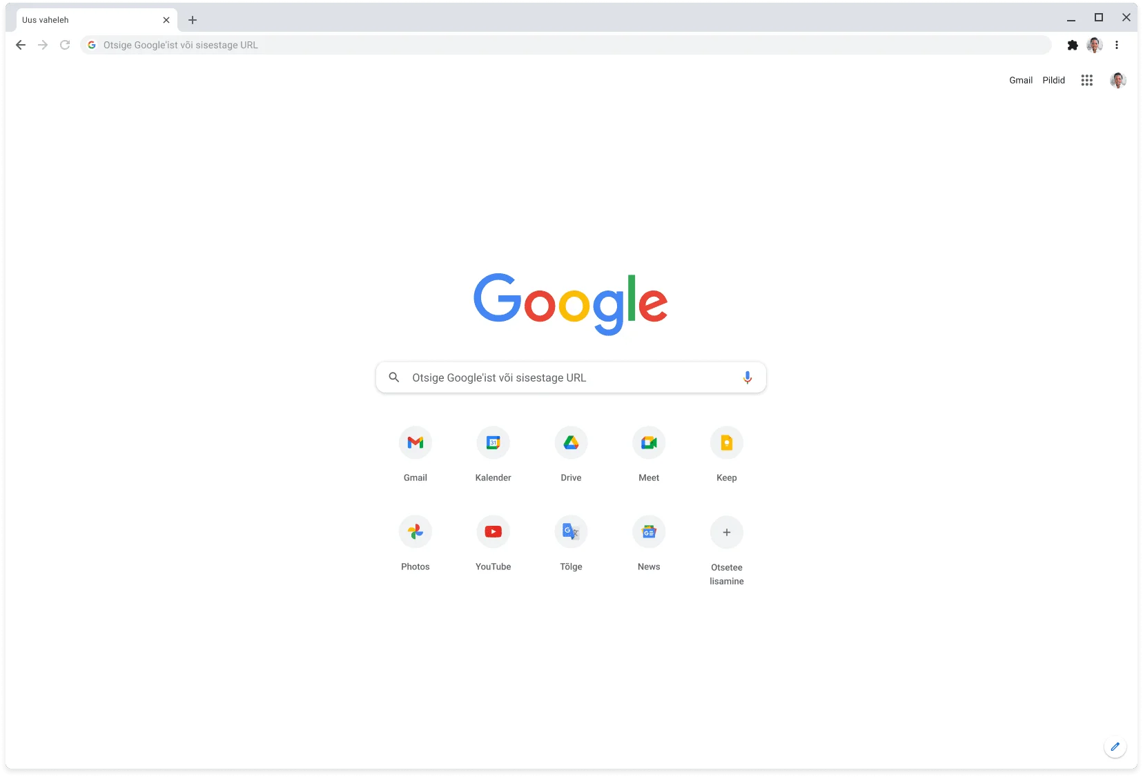 Chrome’i brauseriaken, kus on kuvatud sait Google.com.