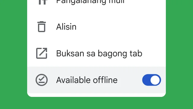 Nagbibigay-daan ang toggle sa mga user na ma-access ang kanilang mga file habang gumagawa offline.