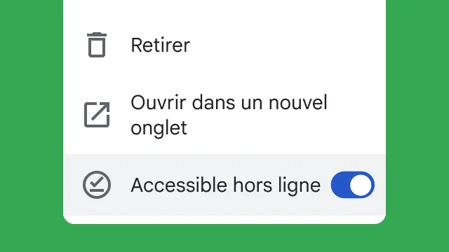 Un commutateur permet aux utilisateurs d'accéder à leurs fichiers tout en travaillant hors ligne.
