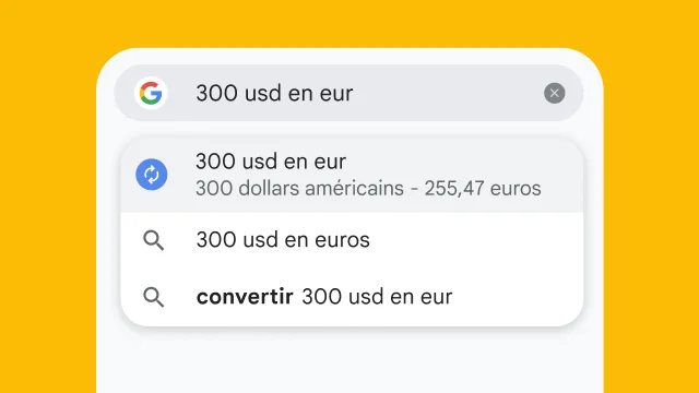 A user typed “300 usd to eur” into Chrome's address bar and it has instantly generated results.