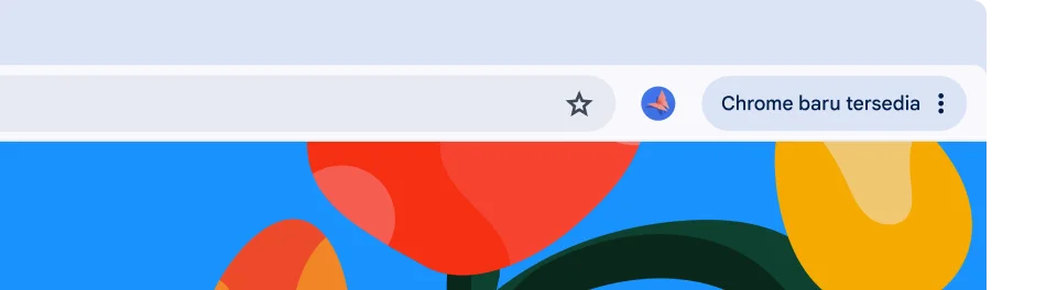 UI browser menampilkan tombol Update berwarna hijau yang memberi tahu pengguna bahwa browser siap dimulai ulang untuk update otomatis.