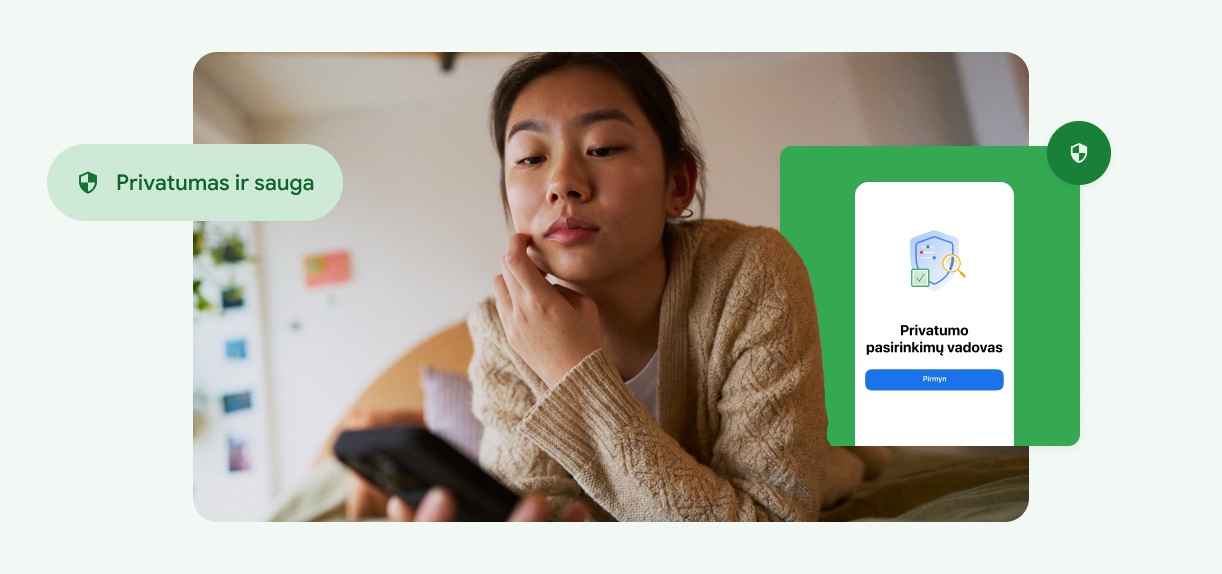 Moteris liečia veidą ir žiūri į telefoną.