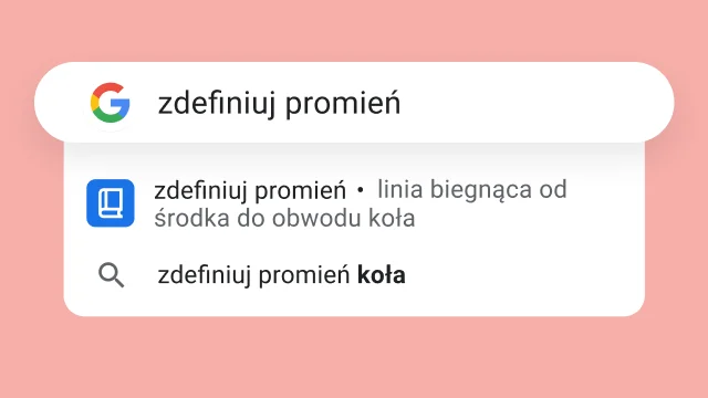 Wyszukiwanie hasła „co oznacza dlaczegóż to” powoduje wyświetlenie wyniku „dlaczego”.