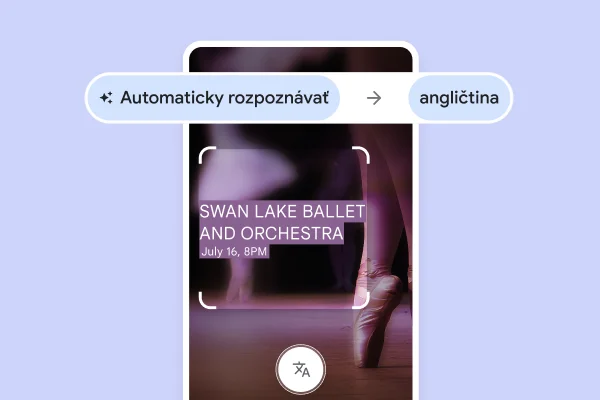 Web s baletnou obuvou určenou na tanec na špičkách s preloženým textom „Swan Lake ballet and Orchestra, July 16, 8pm“ (Balet a orchester Labutie jazero, 16. júla, 20:00)