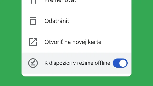 Prepínač umožňujúci používateľom prístup k súborom pri práci offline.