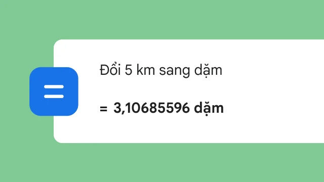 Chrome cho ra kết quả là 3,106 dặm khi người dùng nhập yêu cầu chuyển đổi 5 km sang dặm vào thanh tìm kiếm.