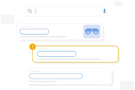 Illustration des résultats de Recherche avec un sujet signalé par une étiquette d'avertissement